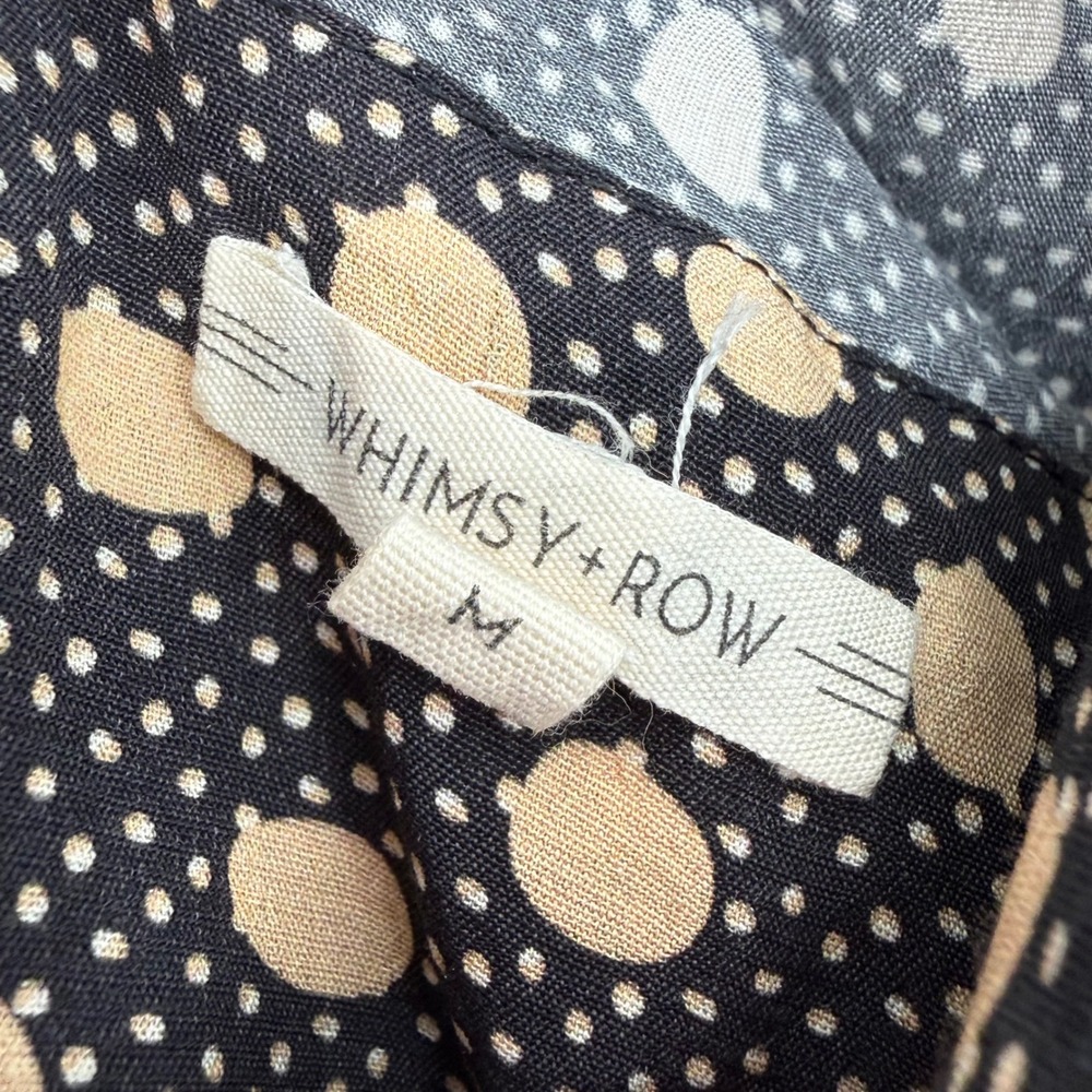 WHIMSY + ROW EDEN CROP TOP BLACK / BEIGE MEDIUM SMOCKED - Picture 4 of 9